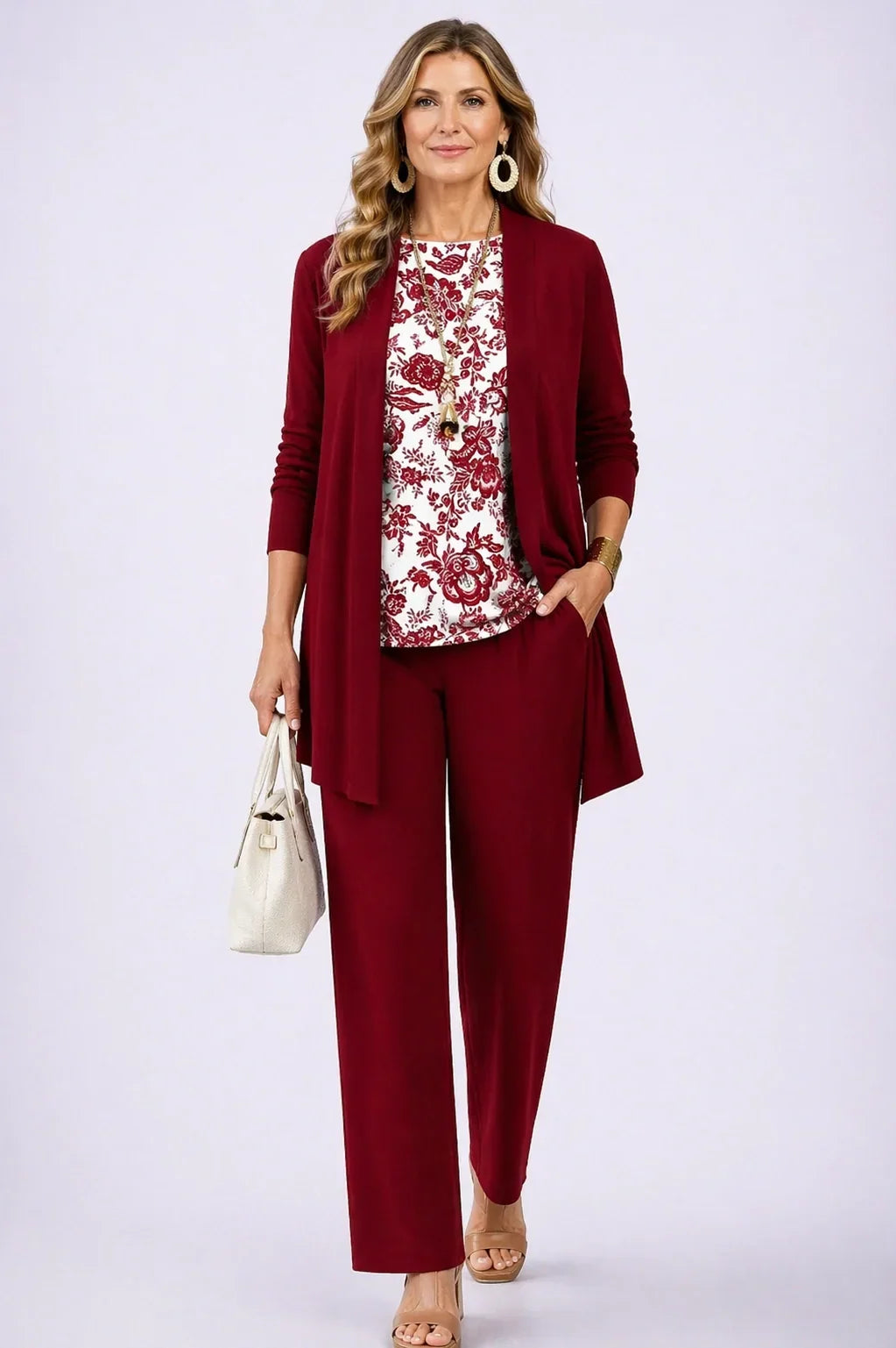 Holly | Burgundy Floral Three-Piece Set