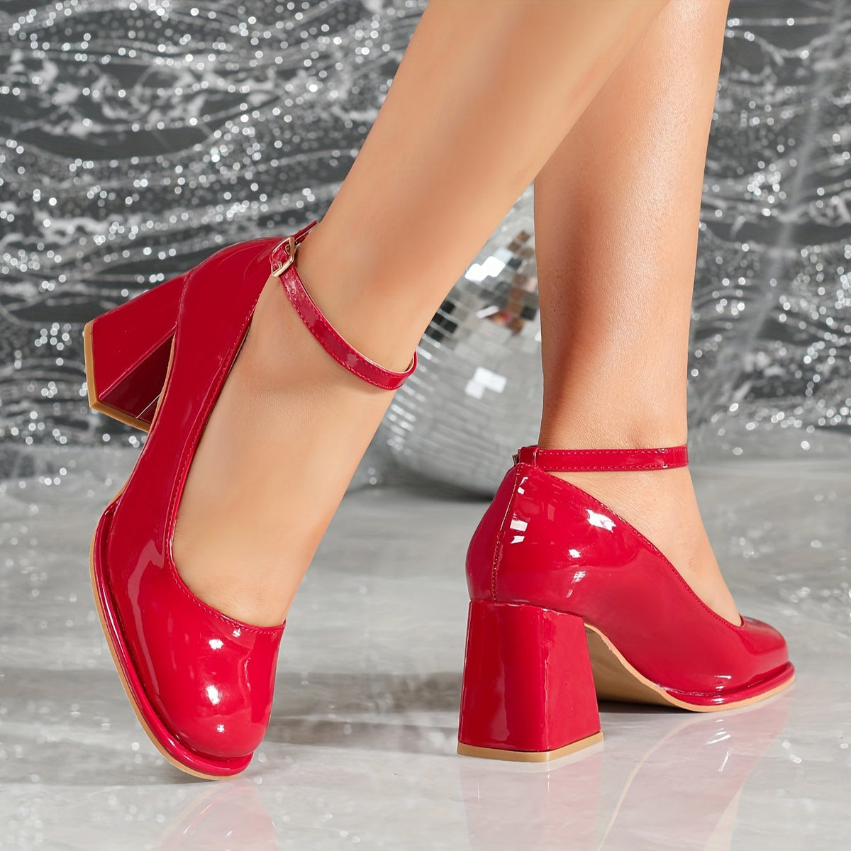 Estelle Patent Block Heels