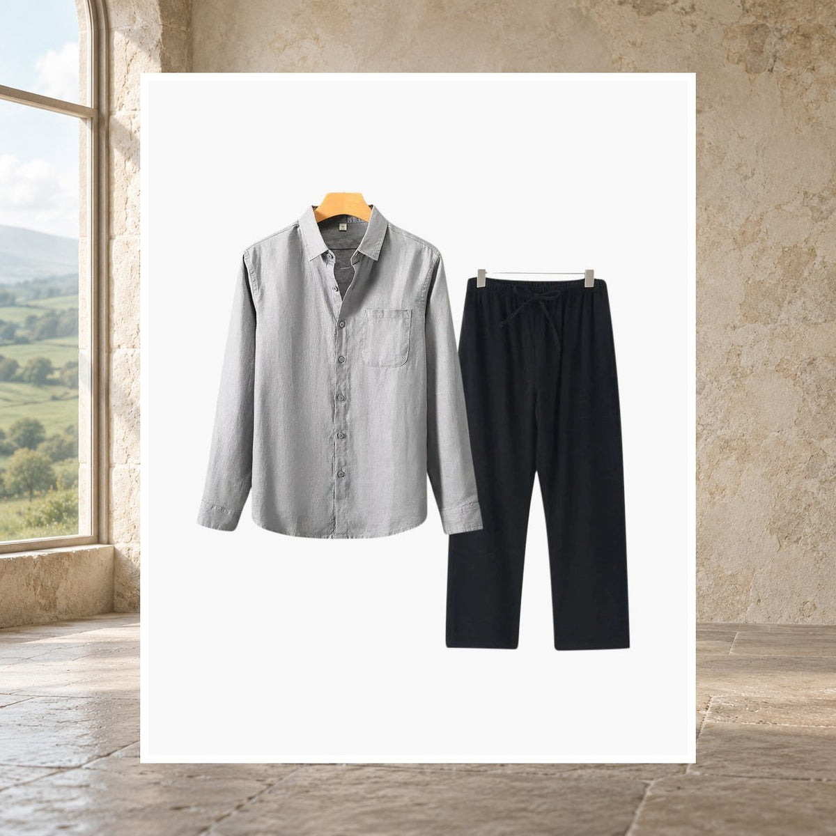 Fiachra Linen Long-Sleeve Set