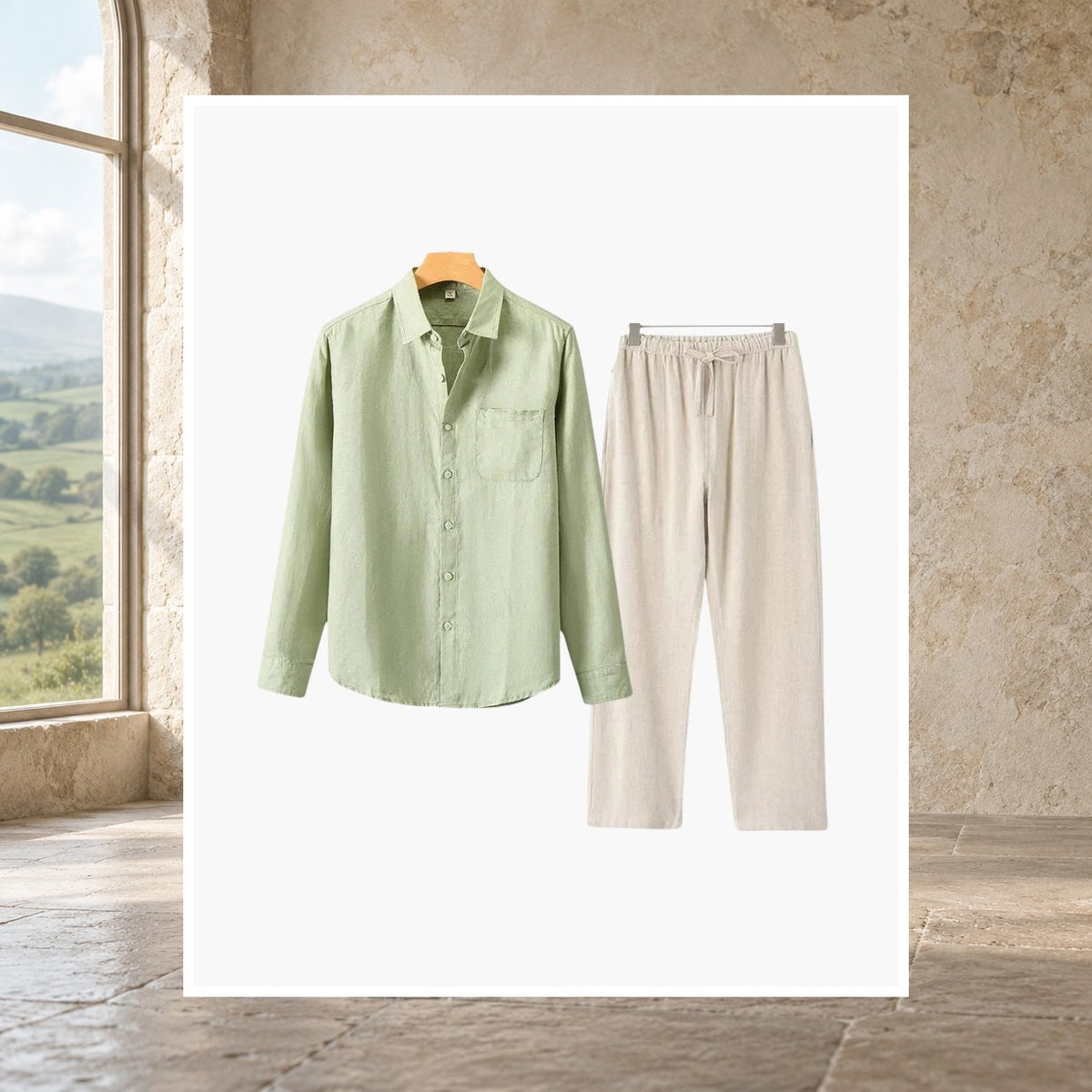 Fiachra Linen Long-Sleeve Set