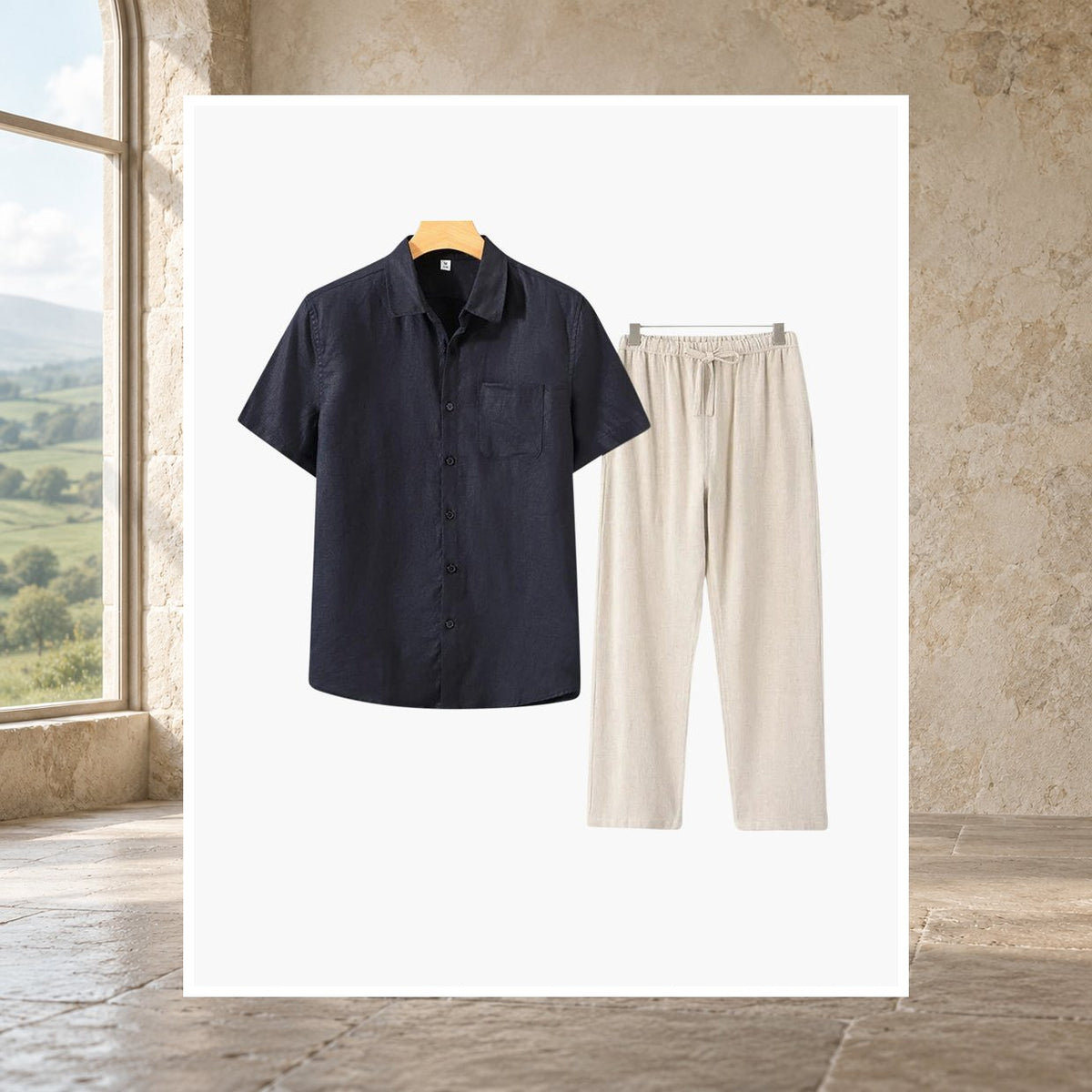 Kevin Linen Short-Sleeve Set