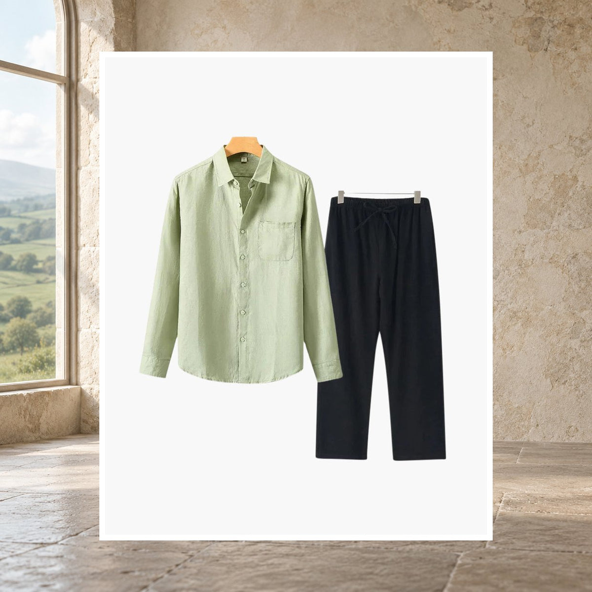 Fiachra Linen Long-Sleeve Set