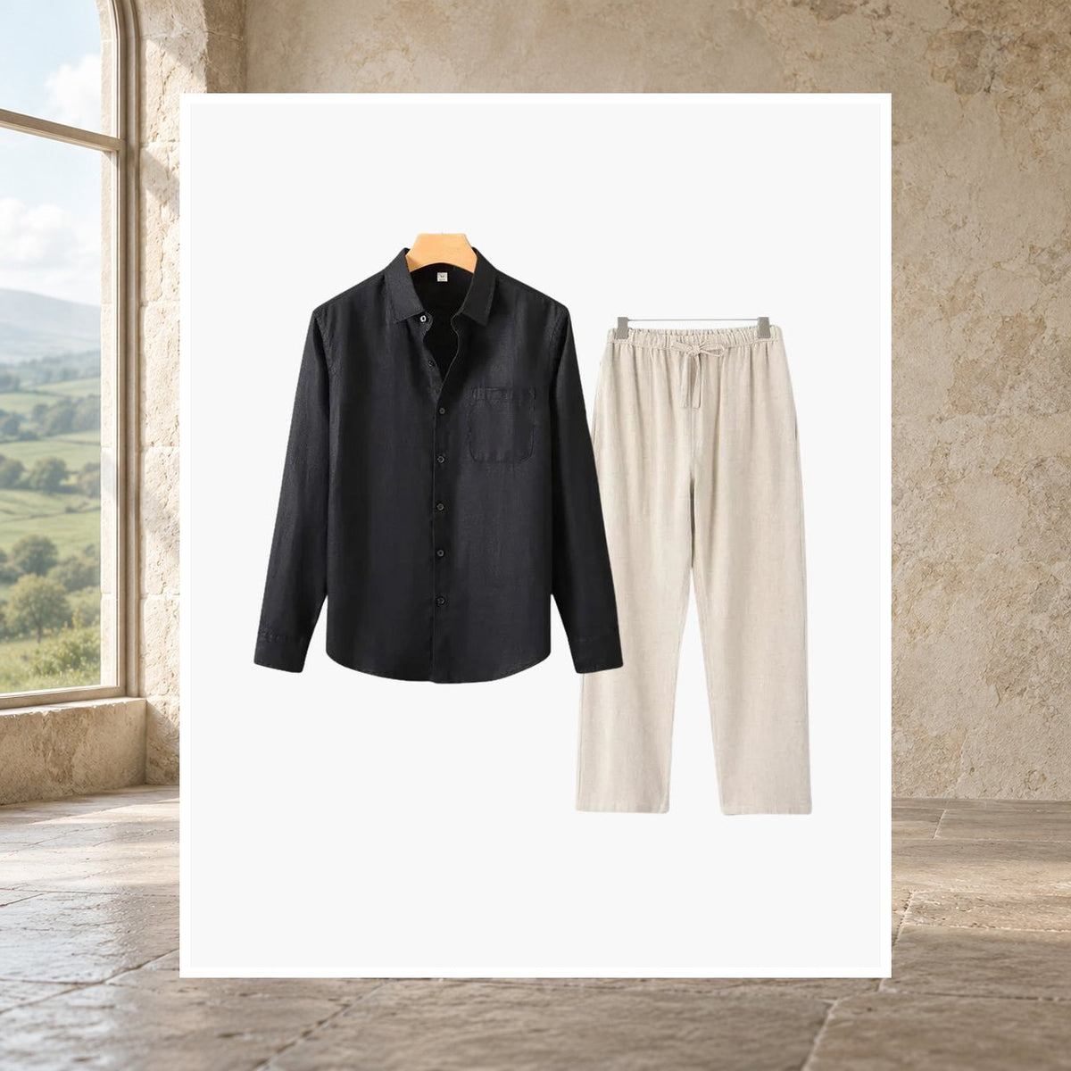 Fiachra Linen Long-Sleeve Set
