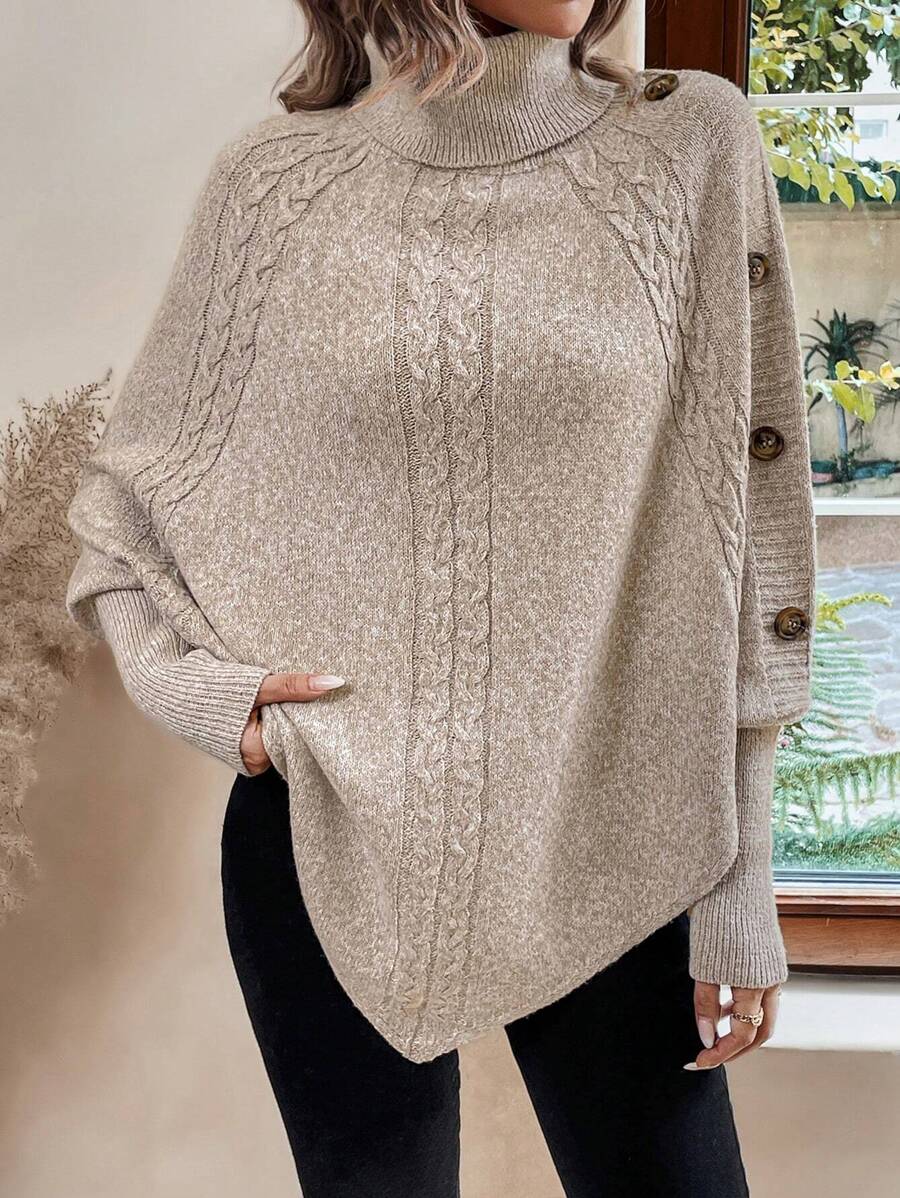 Pauline High-Neck Cable Poncho