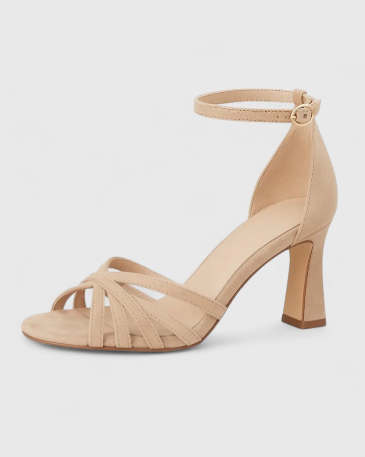 Violet Open-Toe Block Heels