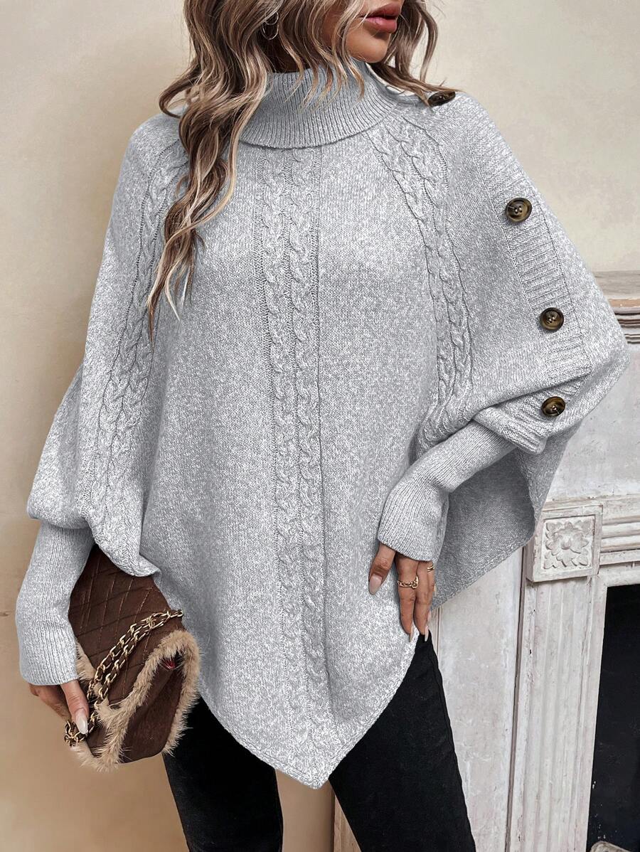Pauline High-Neck Cable Poncho