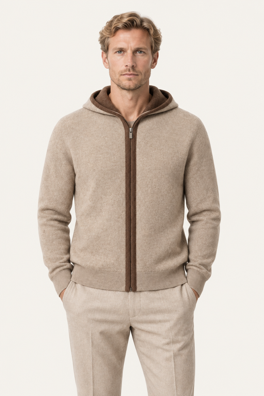 Ravalo Cashmere Zip Hoodie Brown