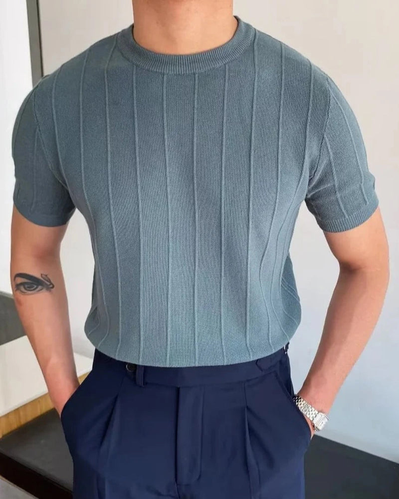 Damien Ribbed Linen-Cotton T-Shirt