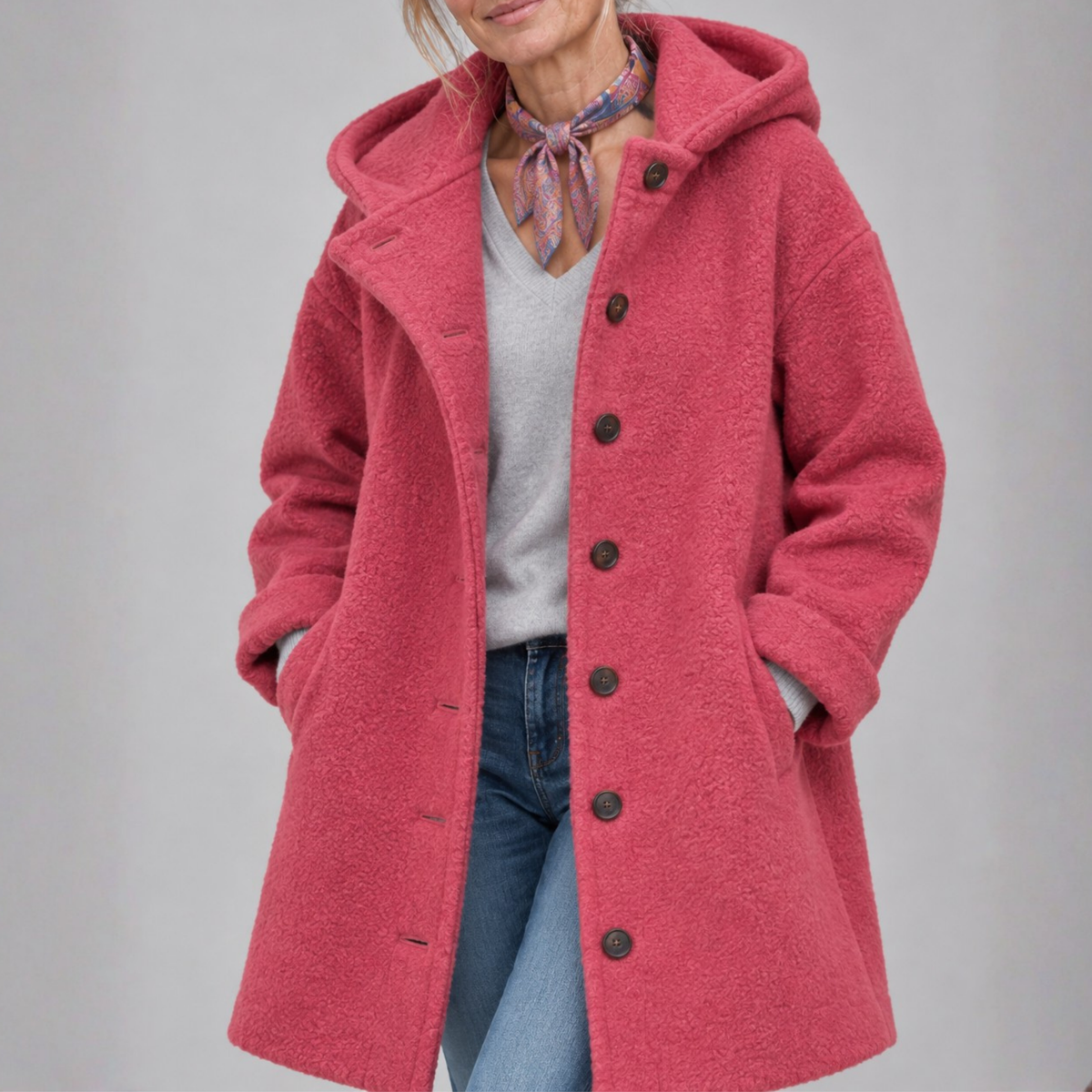 Ava Hooded Textured Coat