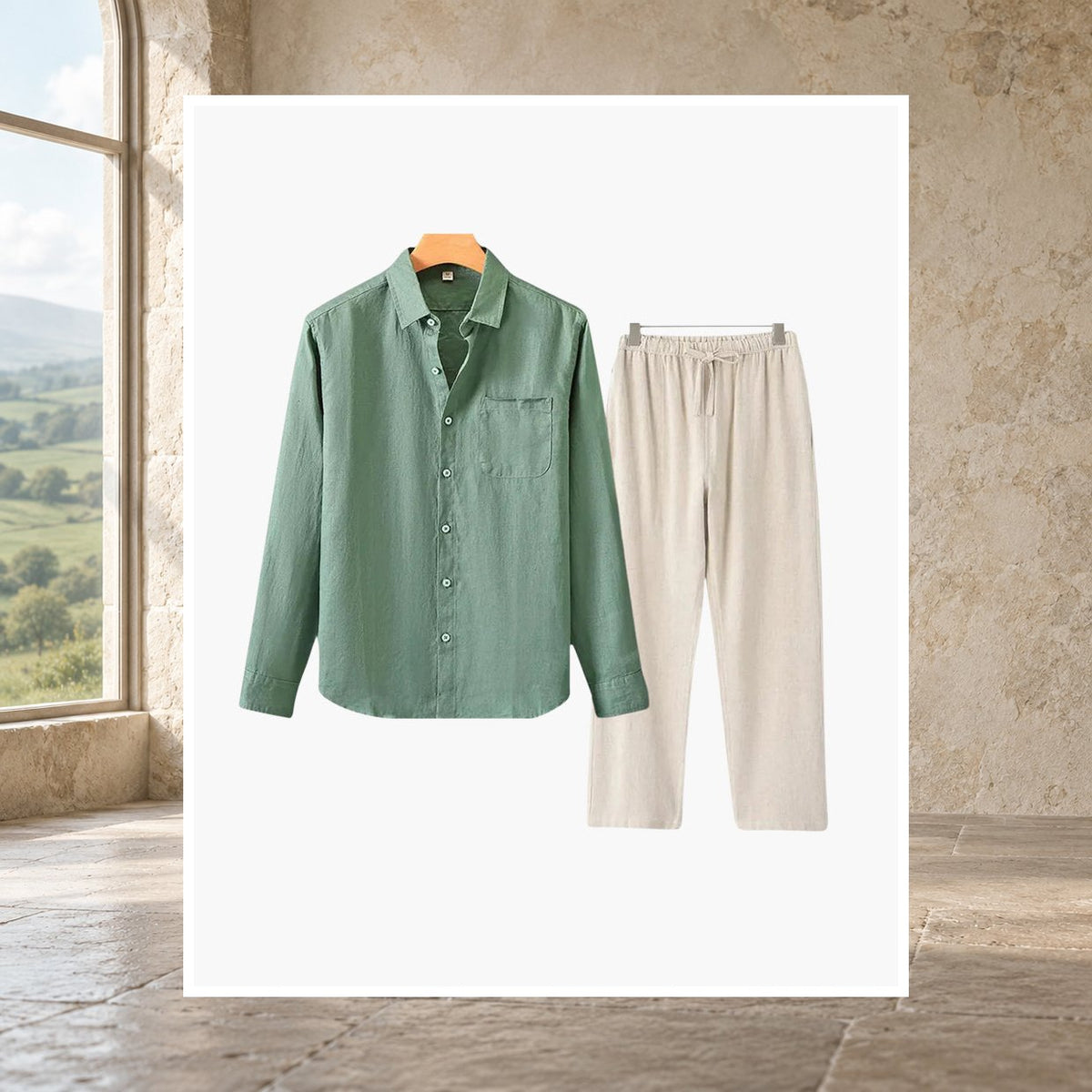 Fiachra Linen Long-Sleeve Set