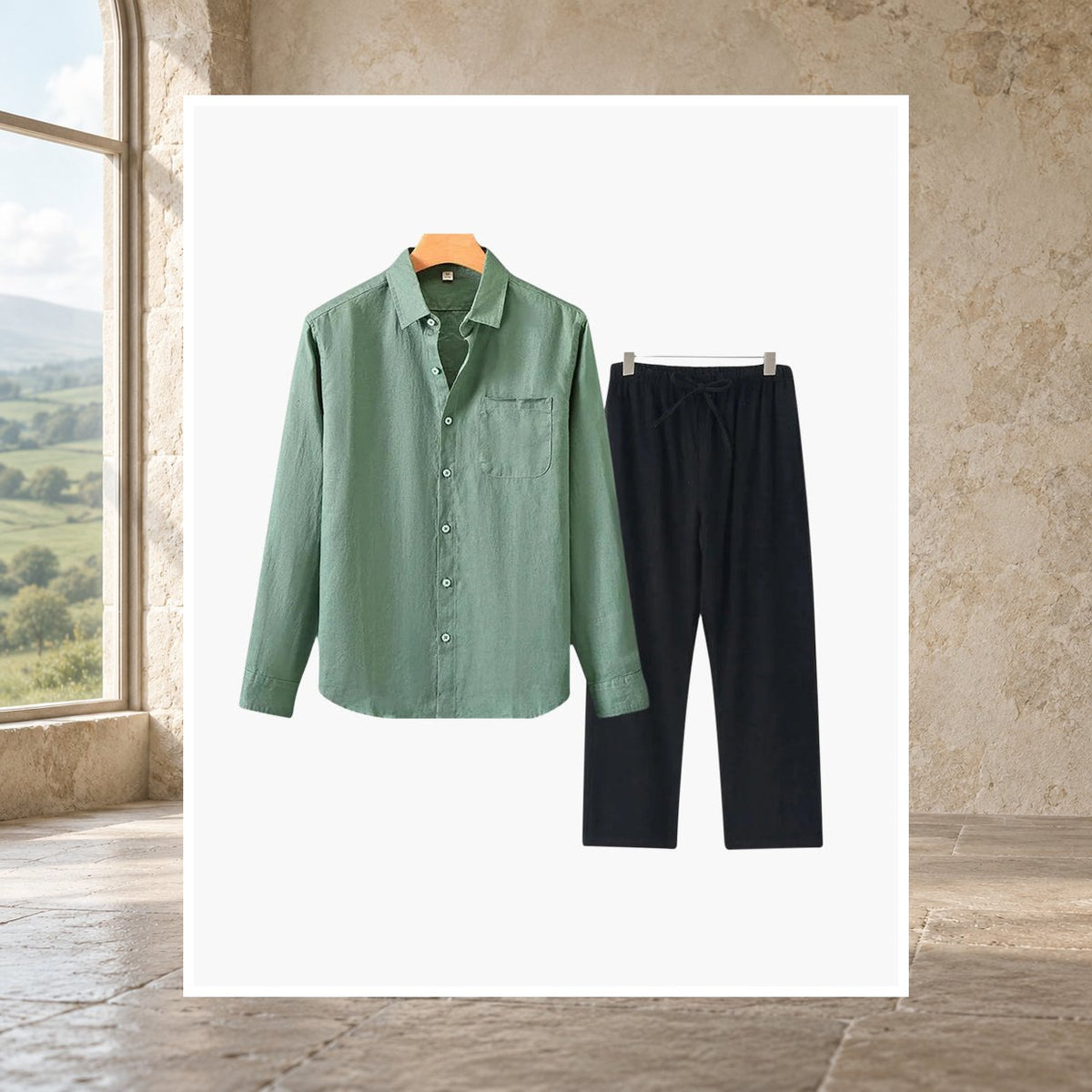 Fiachra Linen Long-Sleeve Set