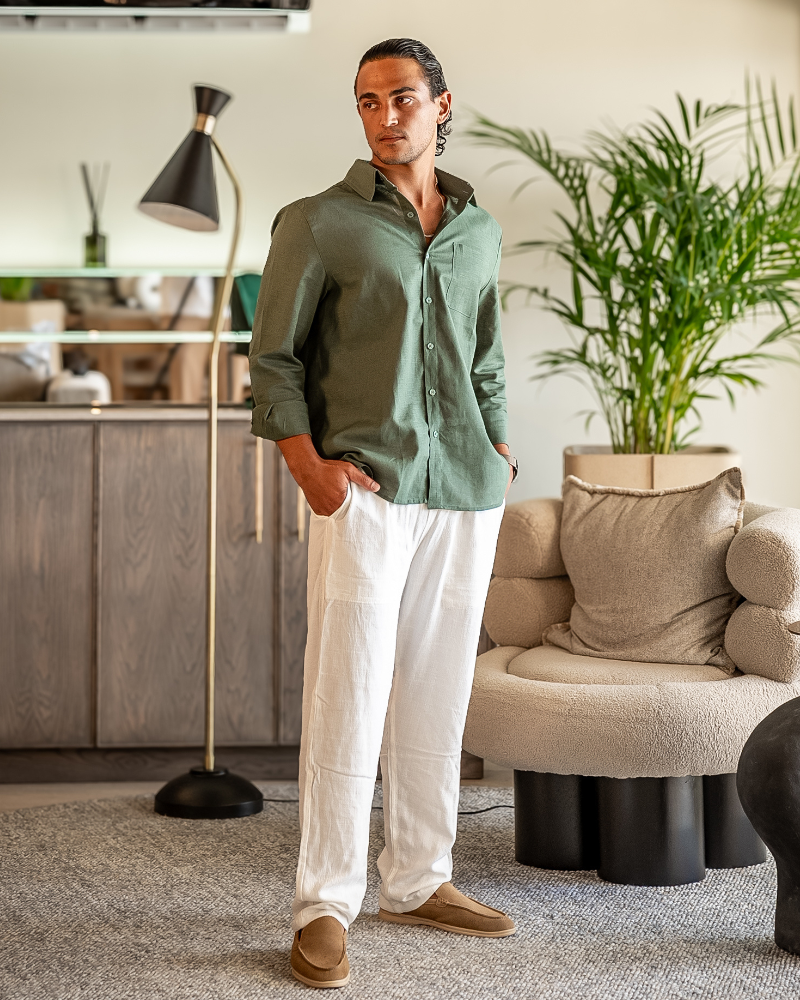 Fiachra Linen Long-Sleeve Set