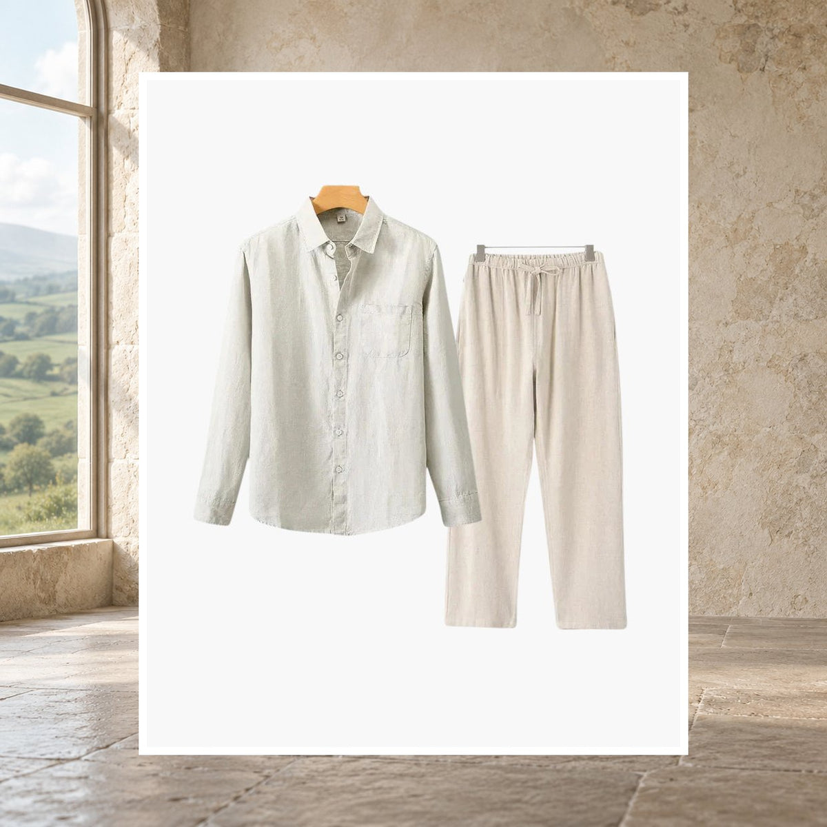 Fiachra Linen Long-Sleeve Set