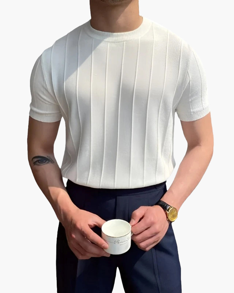 Damien Ribbed Linen-Cotton T-Shirt