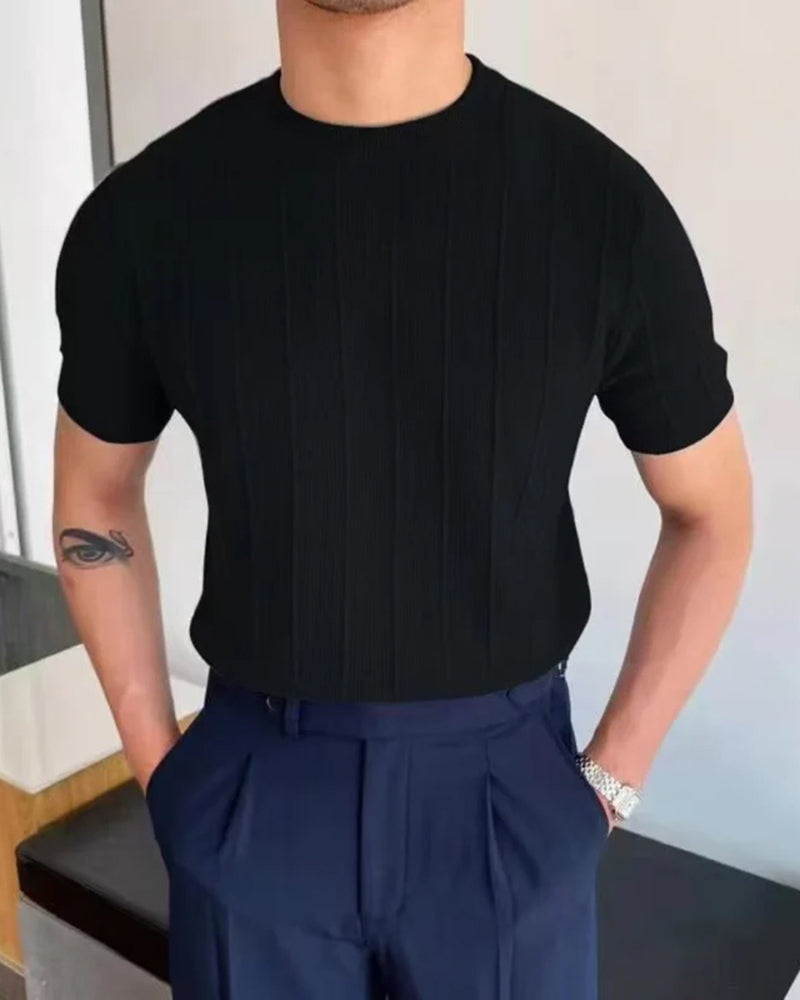 Damien Ribbed Linen-Cotton T-Shirt