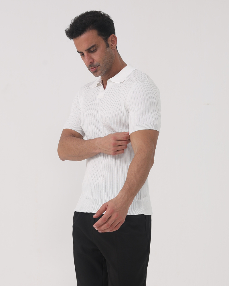 Neil Ribbed Cotton Polo