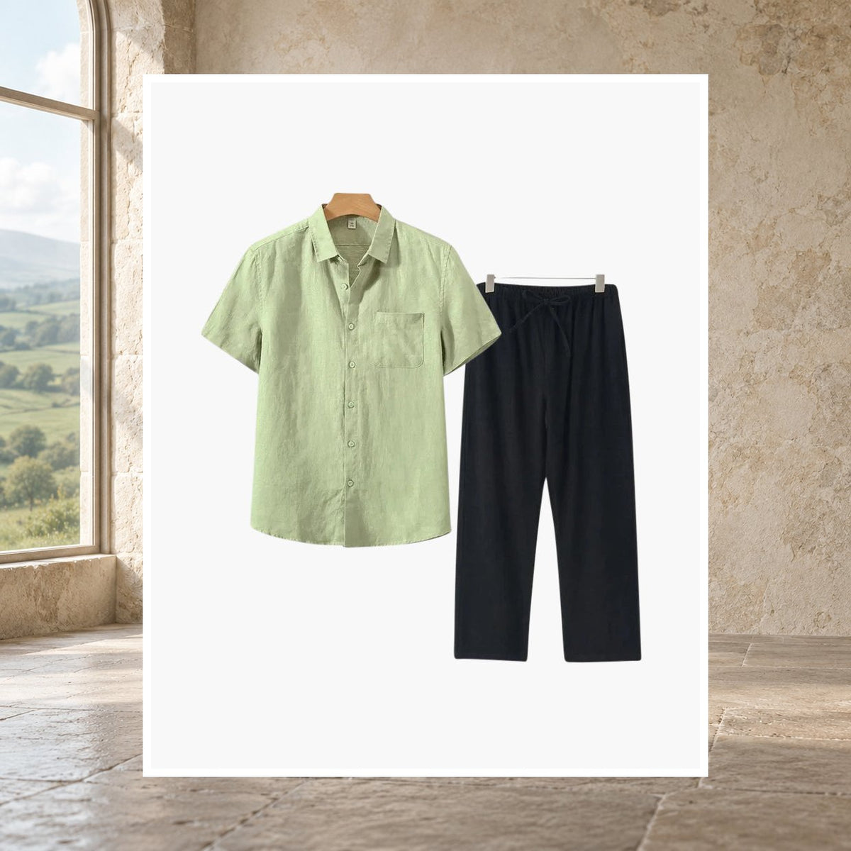 Kevin Linen Short-Sleeve Set