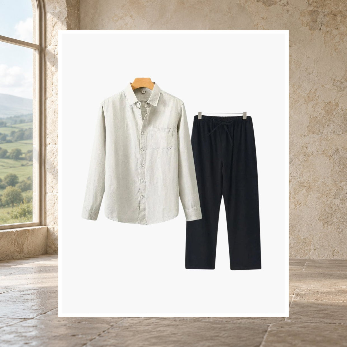 Fiachra Linen Long-Sleeve Set