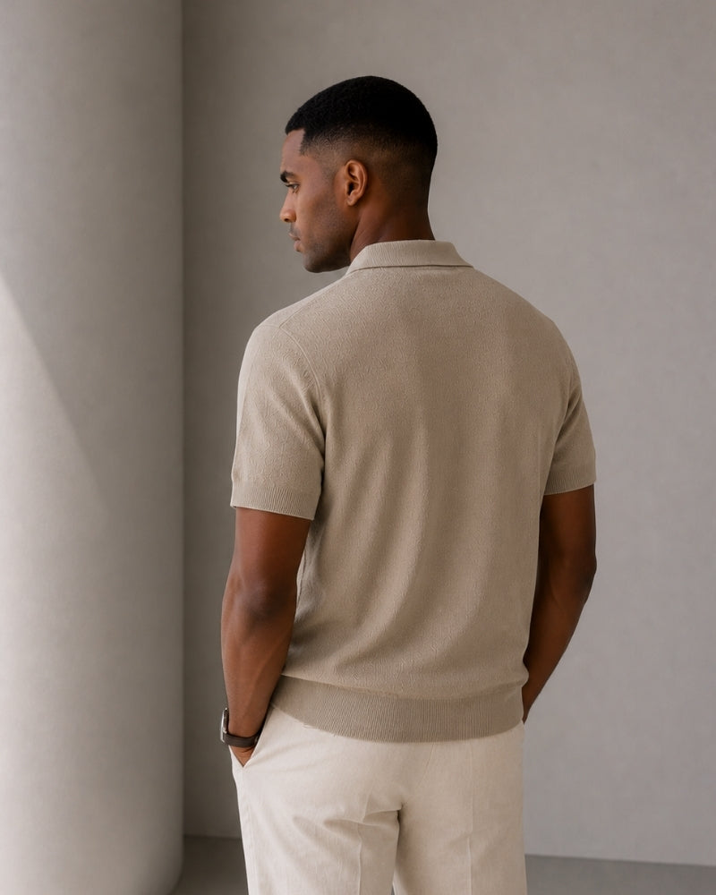 Noel Mesh-Knit Zip Polo