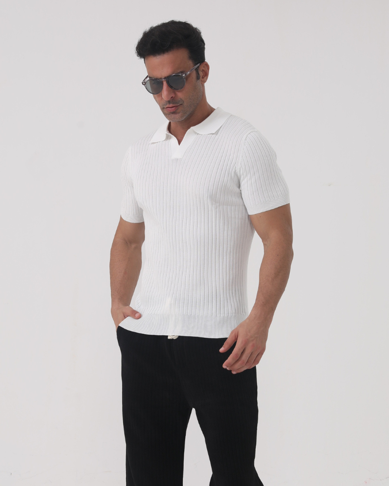 Neil Ribbed Cotton Polo