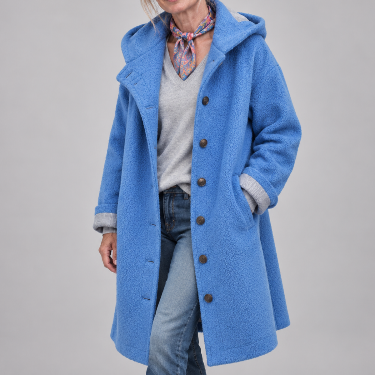 Ava Hooded Textured Coat