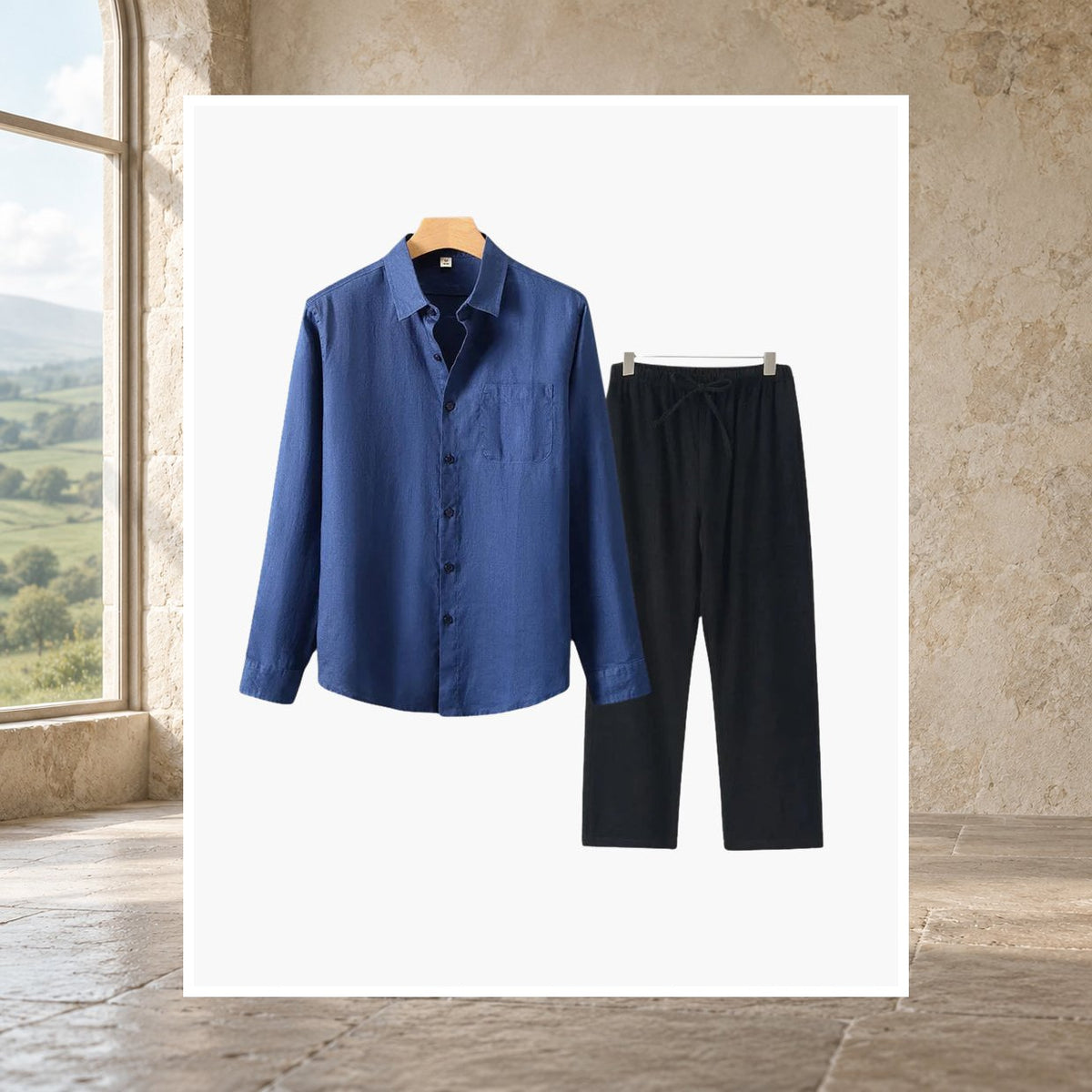 Fiachra Linen Long-Sleeve Set
