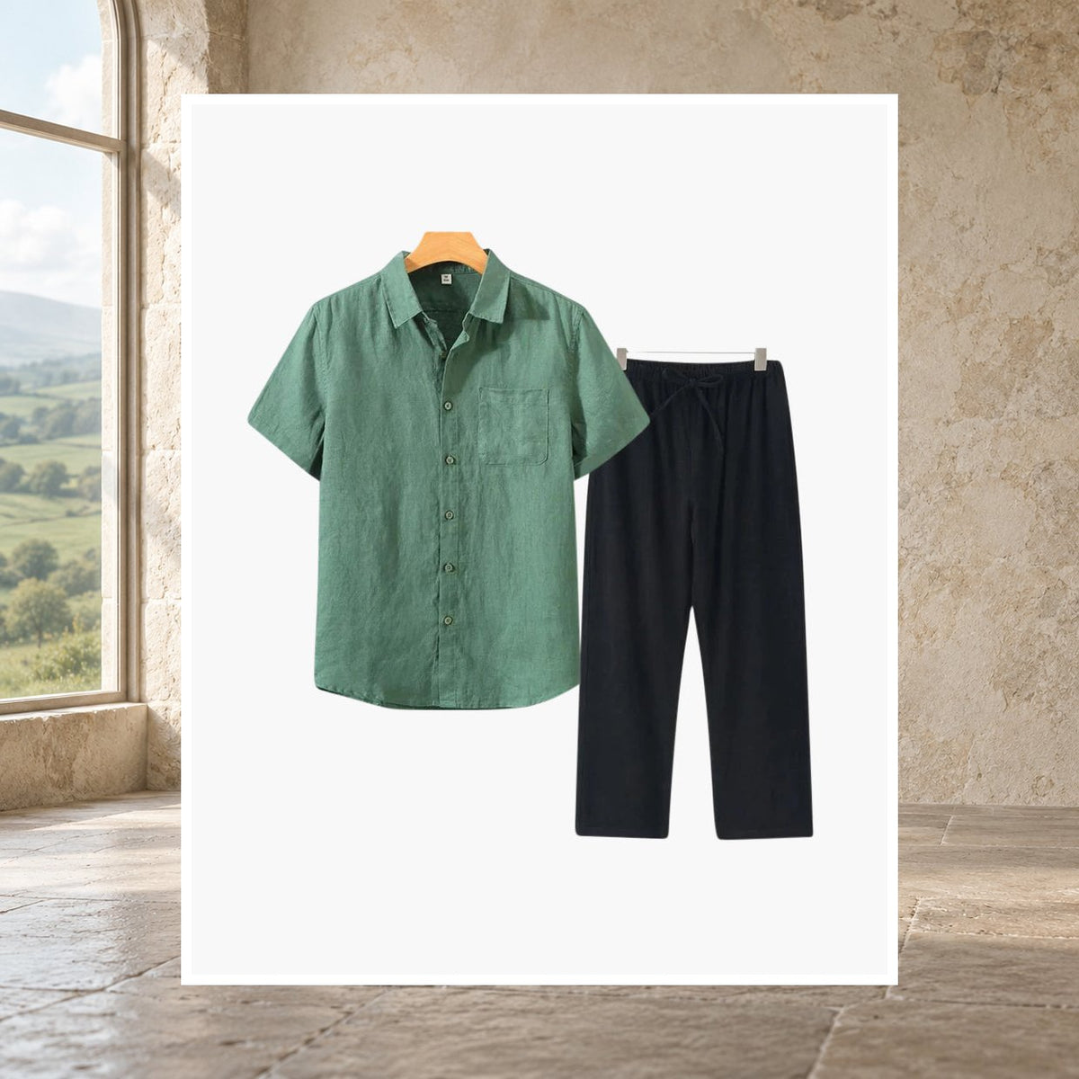 Kevin Linen Short-Sleeve Set