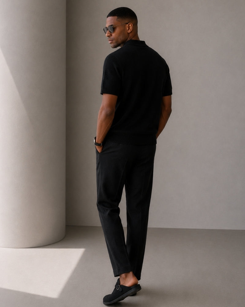Noel Mesh-Knit Zip Polo