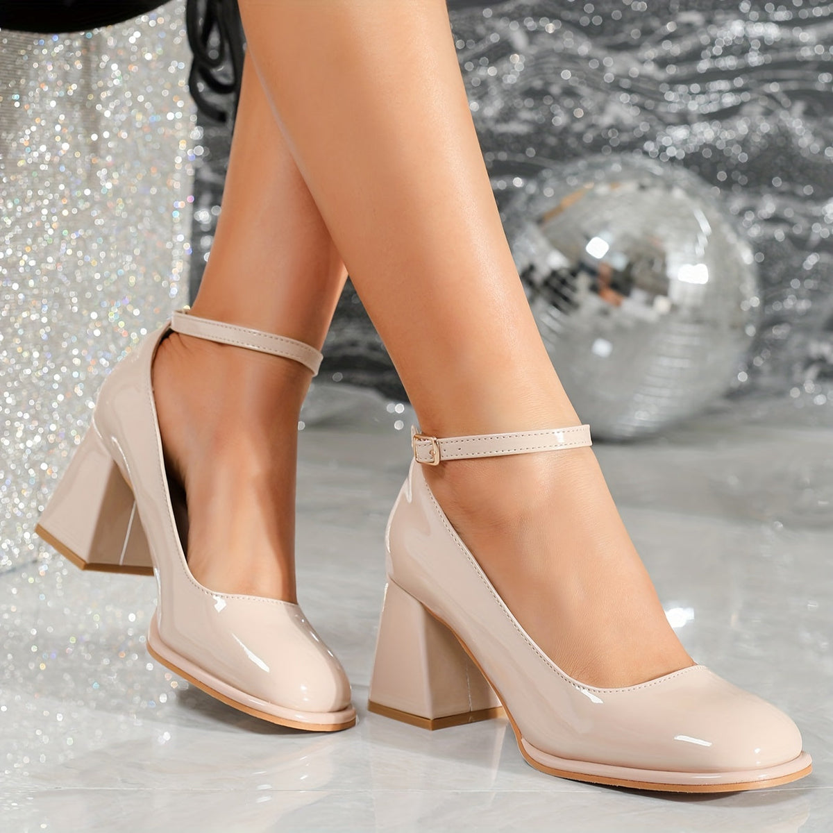 Estelle Patent Block Heels
