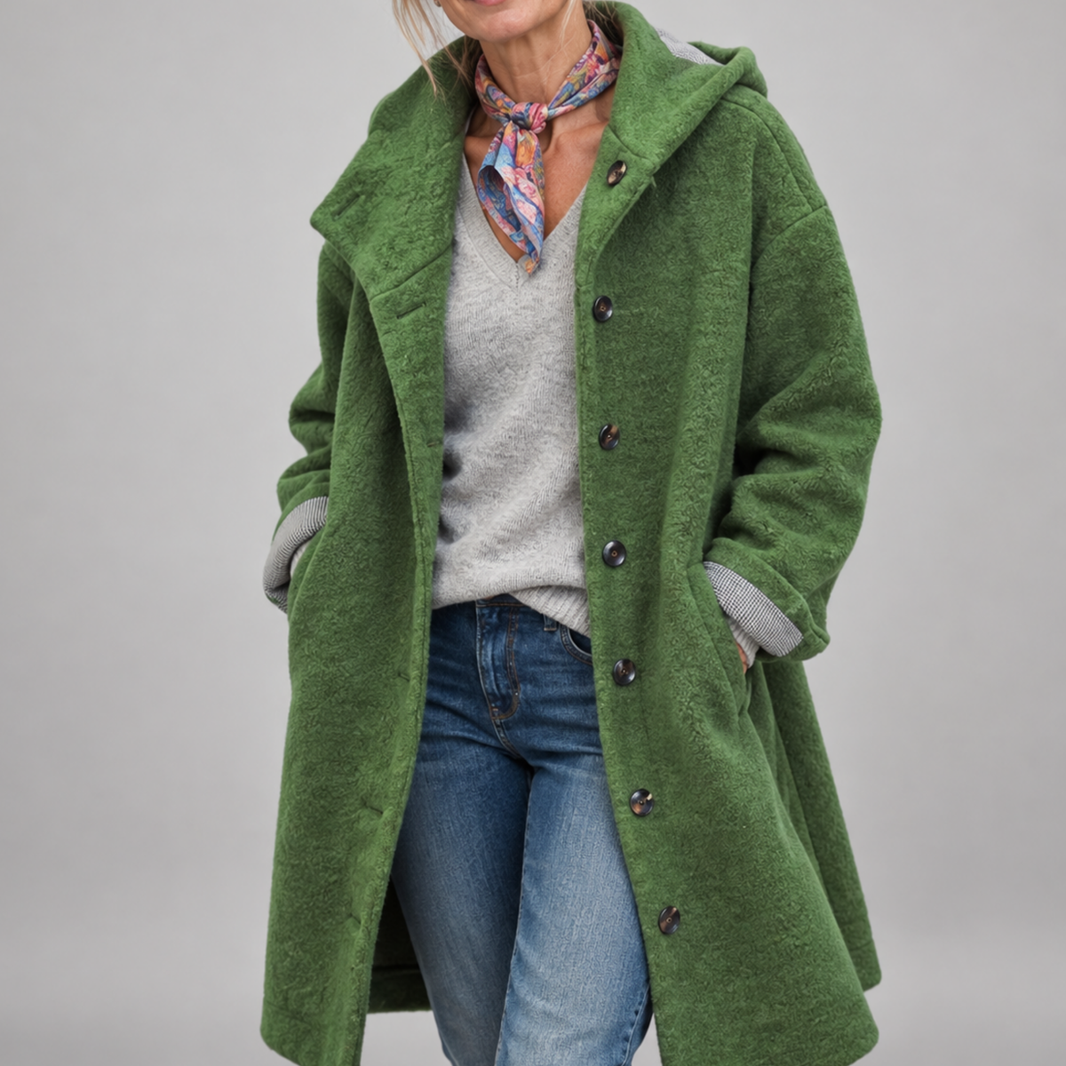 Ava Hooded Textured Coat