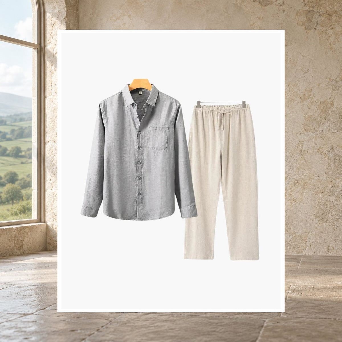 Fiachra Linen Long-Sleeve Set