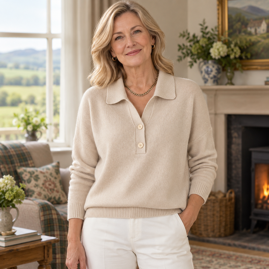 Aisling Collared Button Jumper