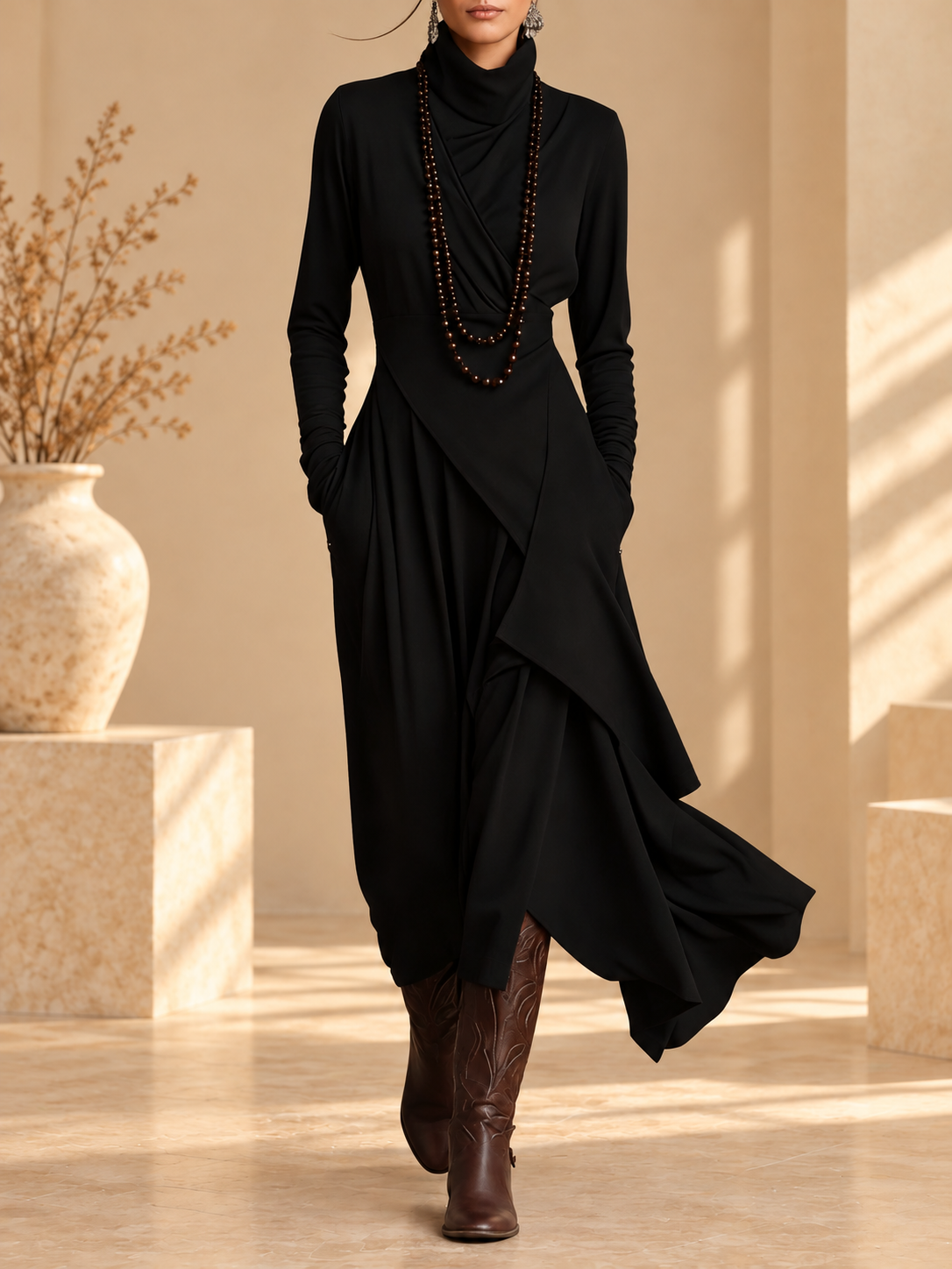 Caitlín Turtleneck Maxi Dress