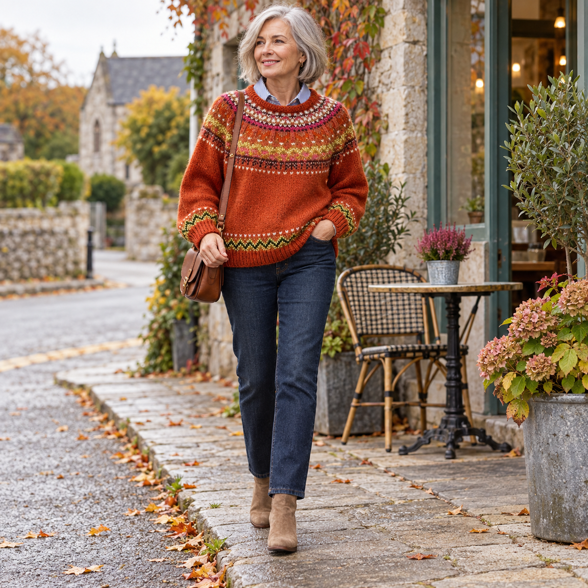 Cara Terracotta Jacquard Jumper
