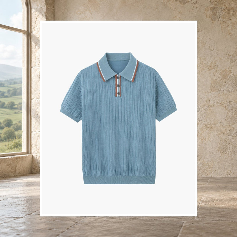 Barry Herringbone Knit Polo