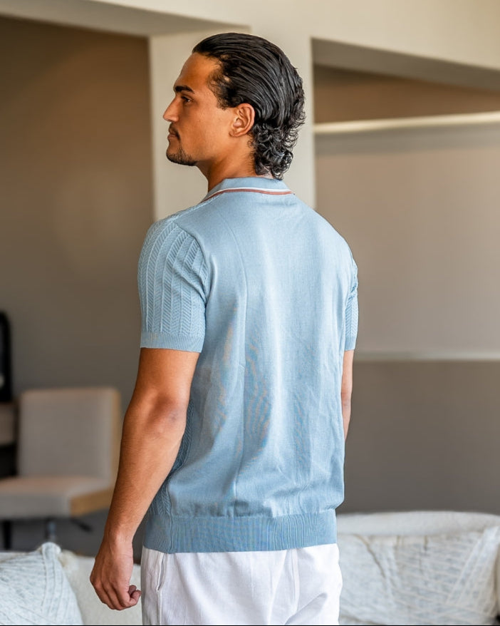 Barry Herringbone Knit Polo