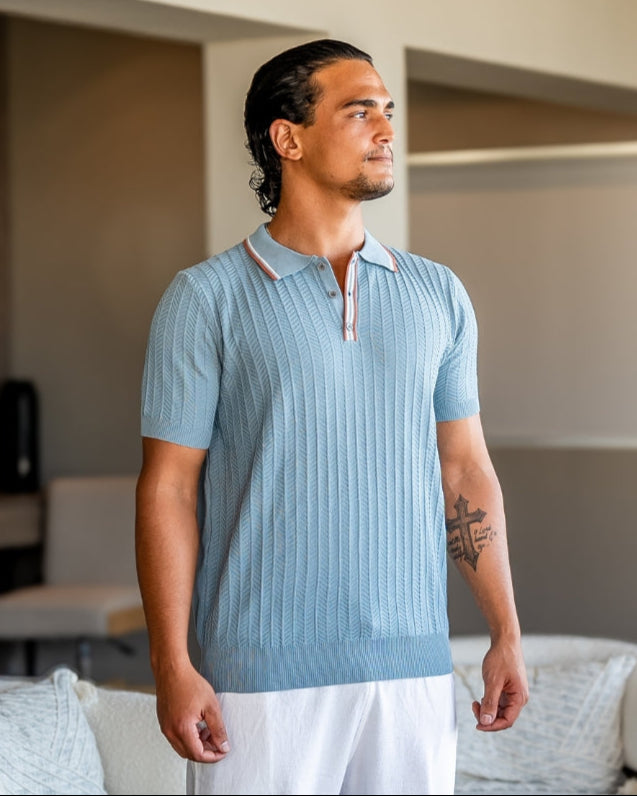 Barry Herringbone Knit Polo