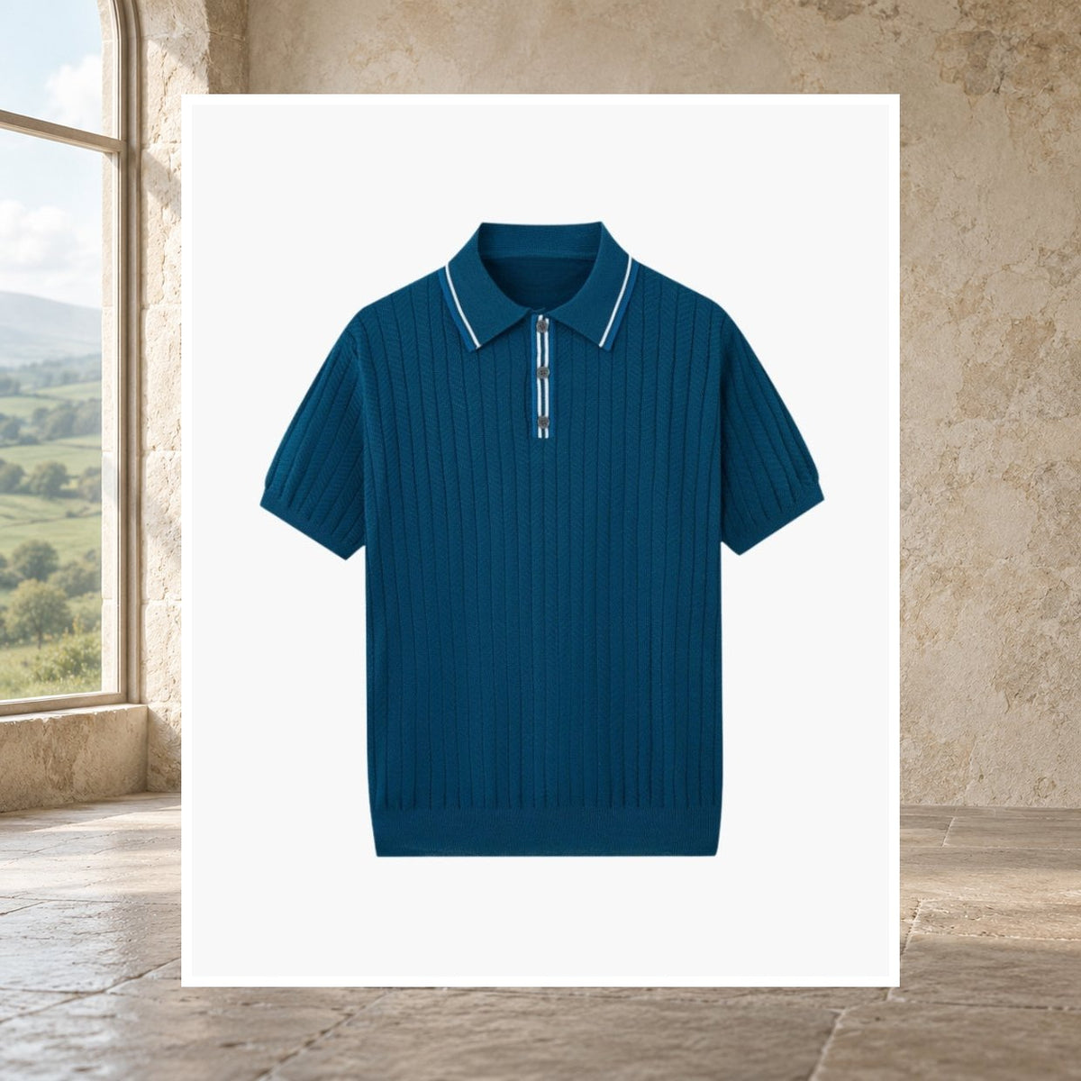 Barry Herringbone Knit Polo