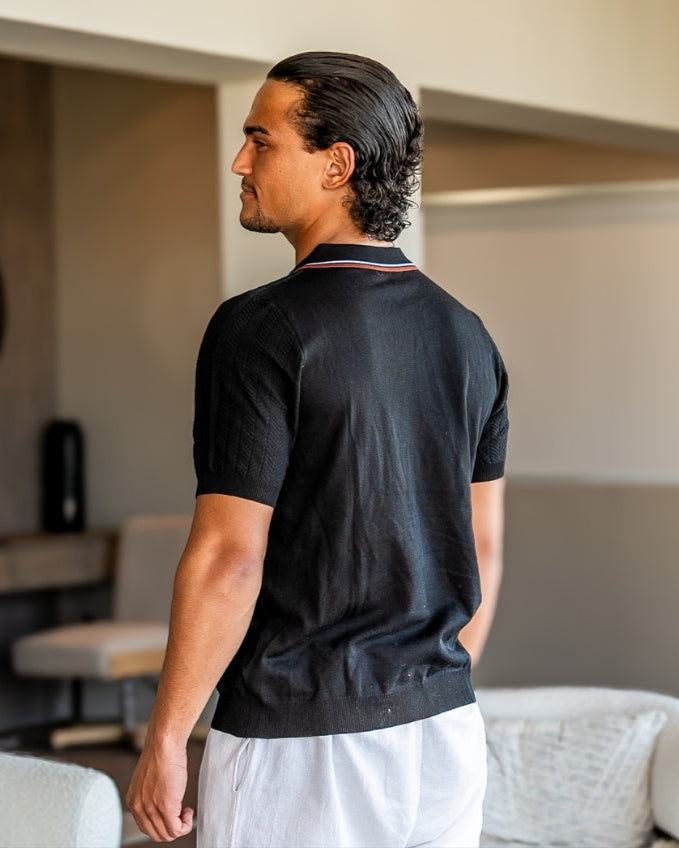 Barry Herringbone Knit Polo