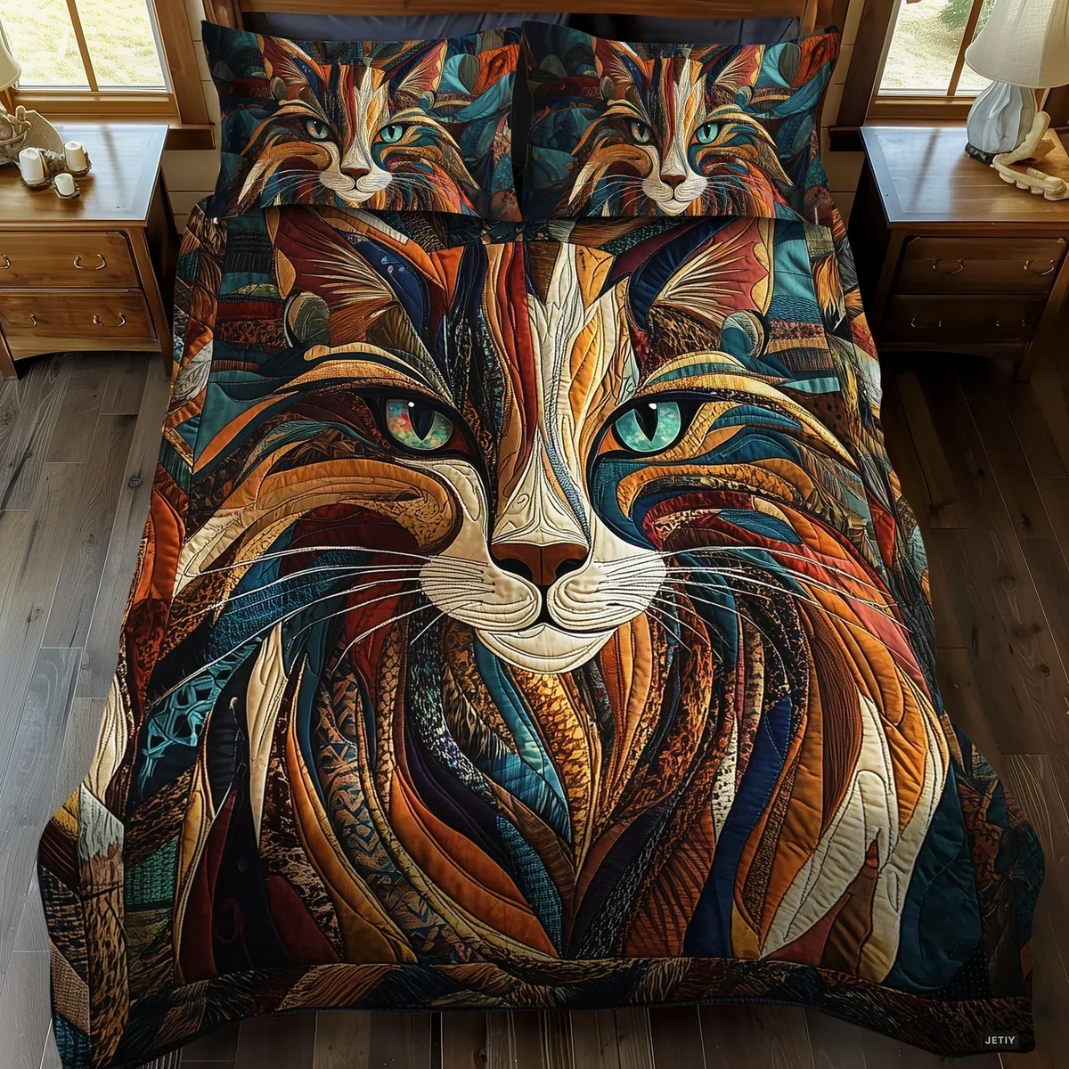 Sweet Purring 3-Piece Quilted Bedding Set