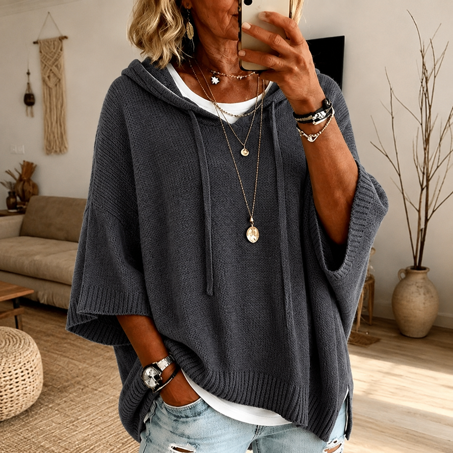 Denise Charcoal Hooded Poncho