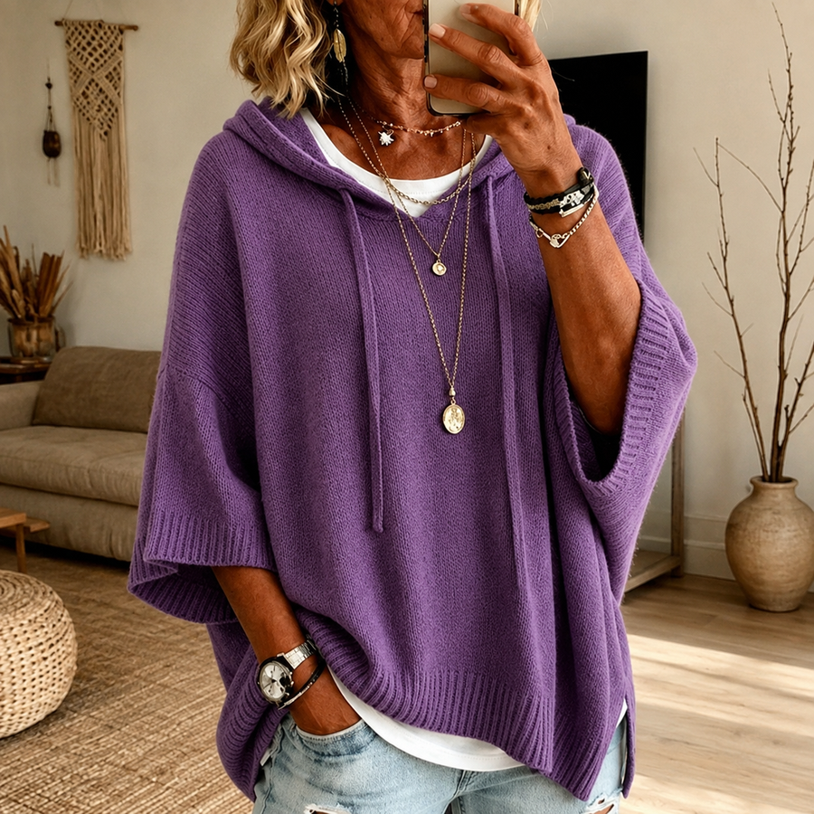 Susan Purple Hooded Poncho