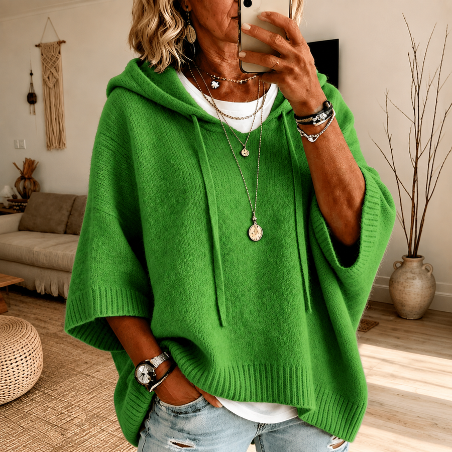 Sandra Green Hooded Poncho