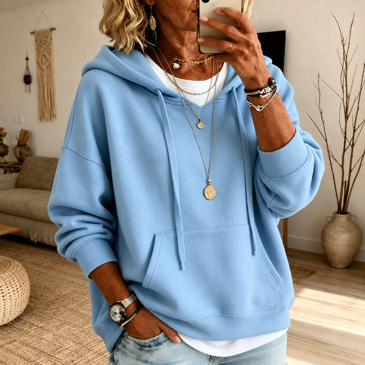 Laura Sky Blue Hooded Jumper