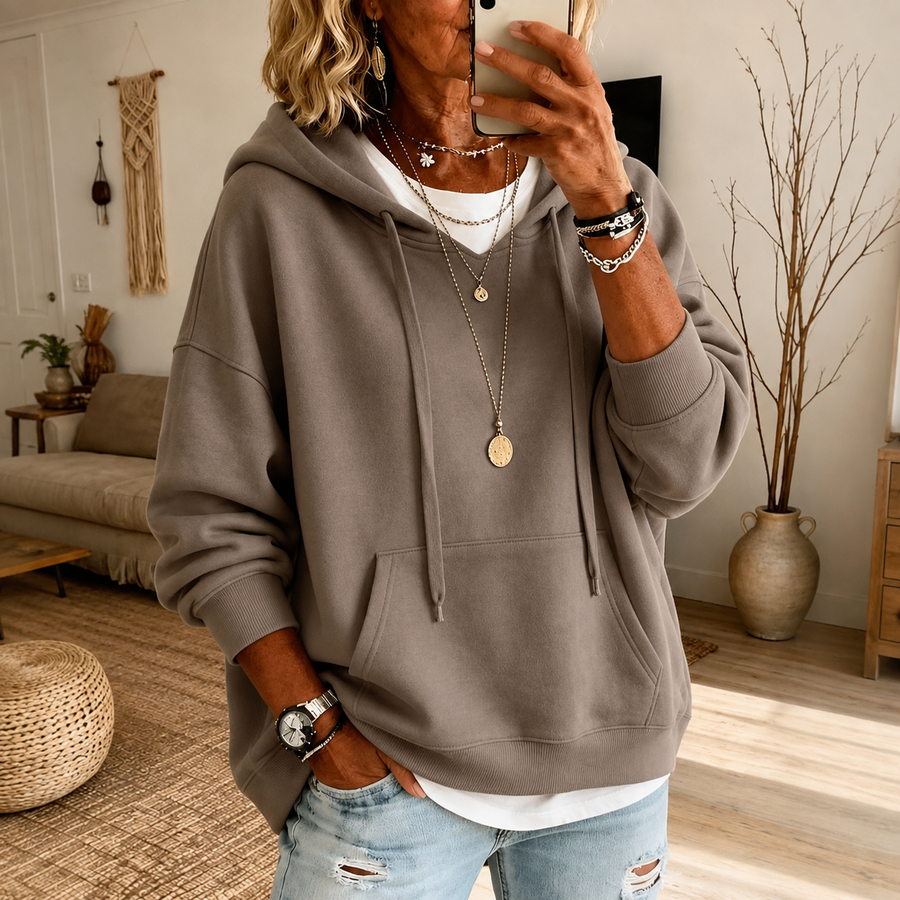 Deborah Taupe Hooded Jumper