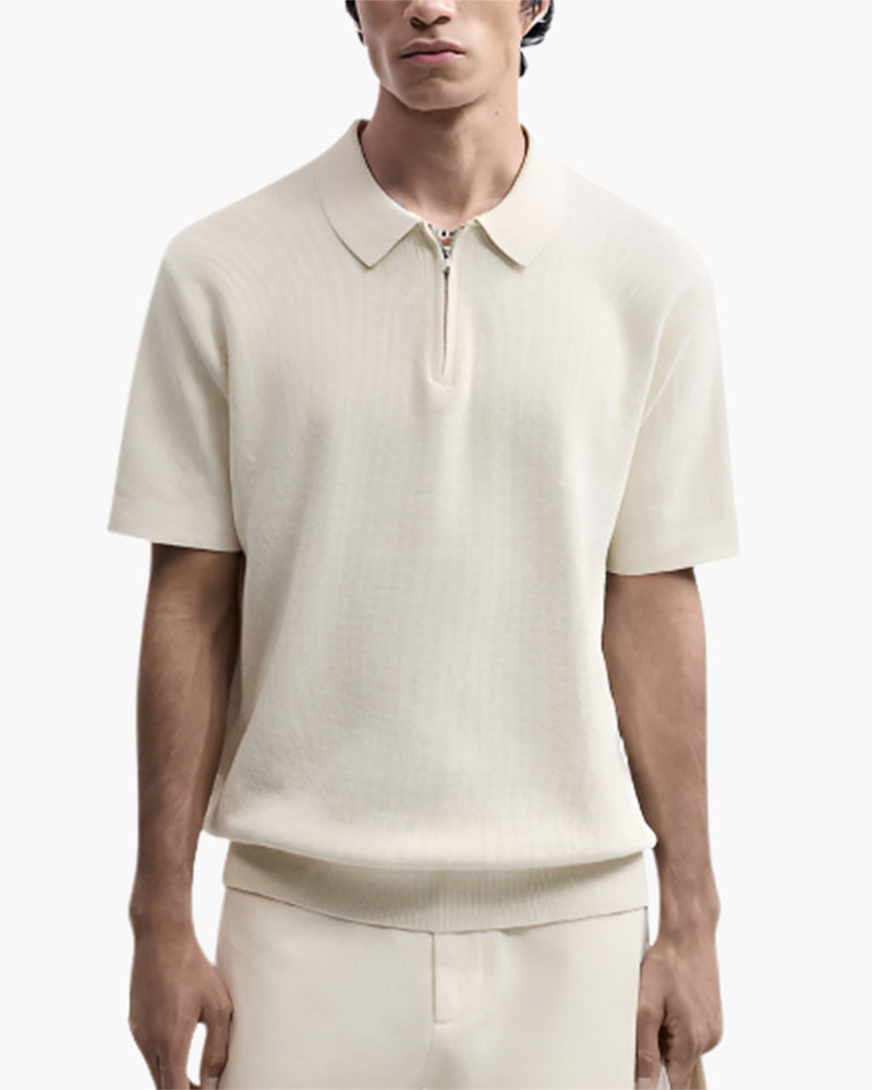 Noel Mesh-Knit Zip Polo
