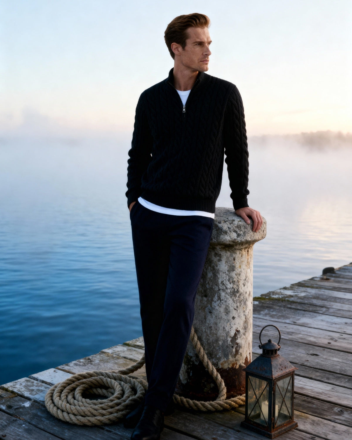 Glen Cotton Half-Zip Jumper