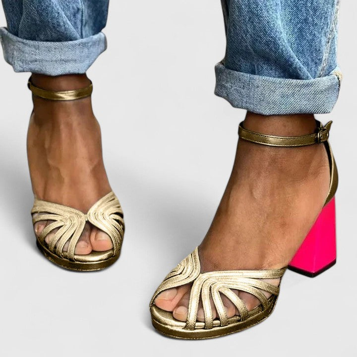 Gillian Open-Toe Ankle-Strap Heels