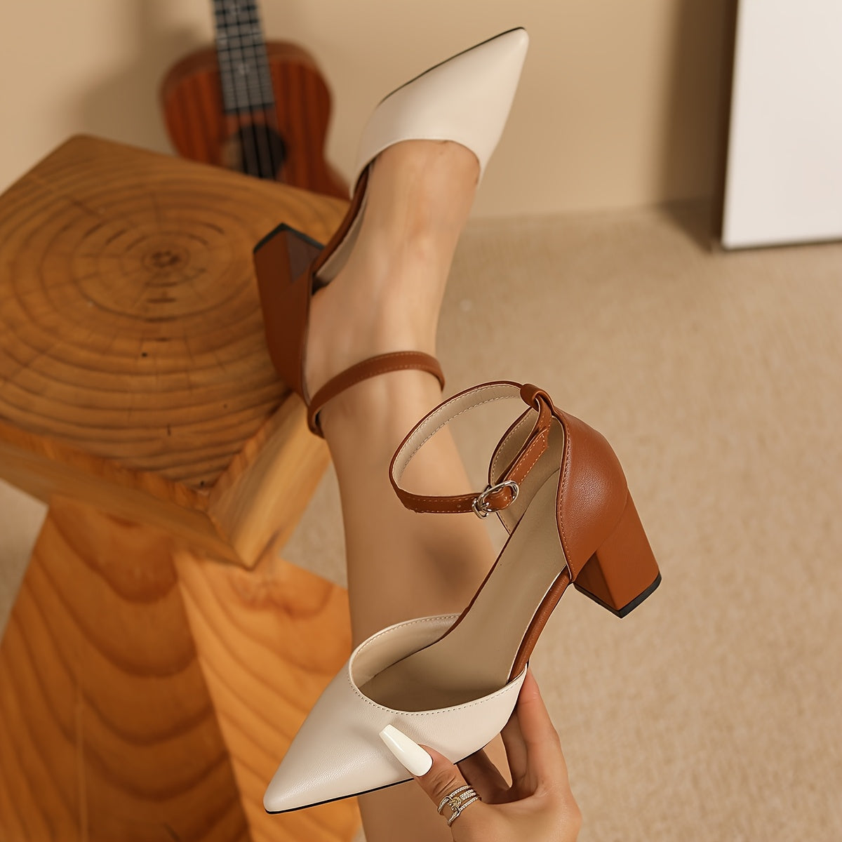 Agnes Two-Tone Block Heels
