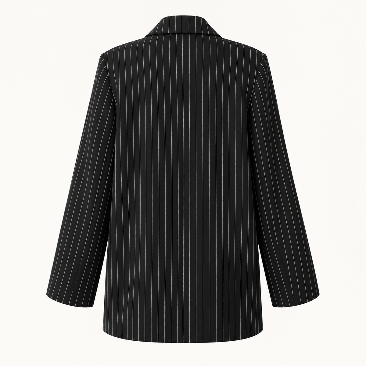 Bernadette Striped Relaxed Jacket – Black – studio back